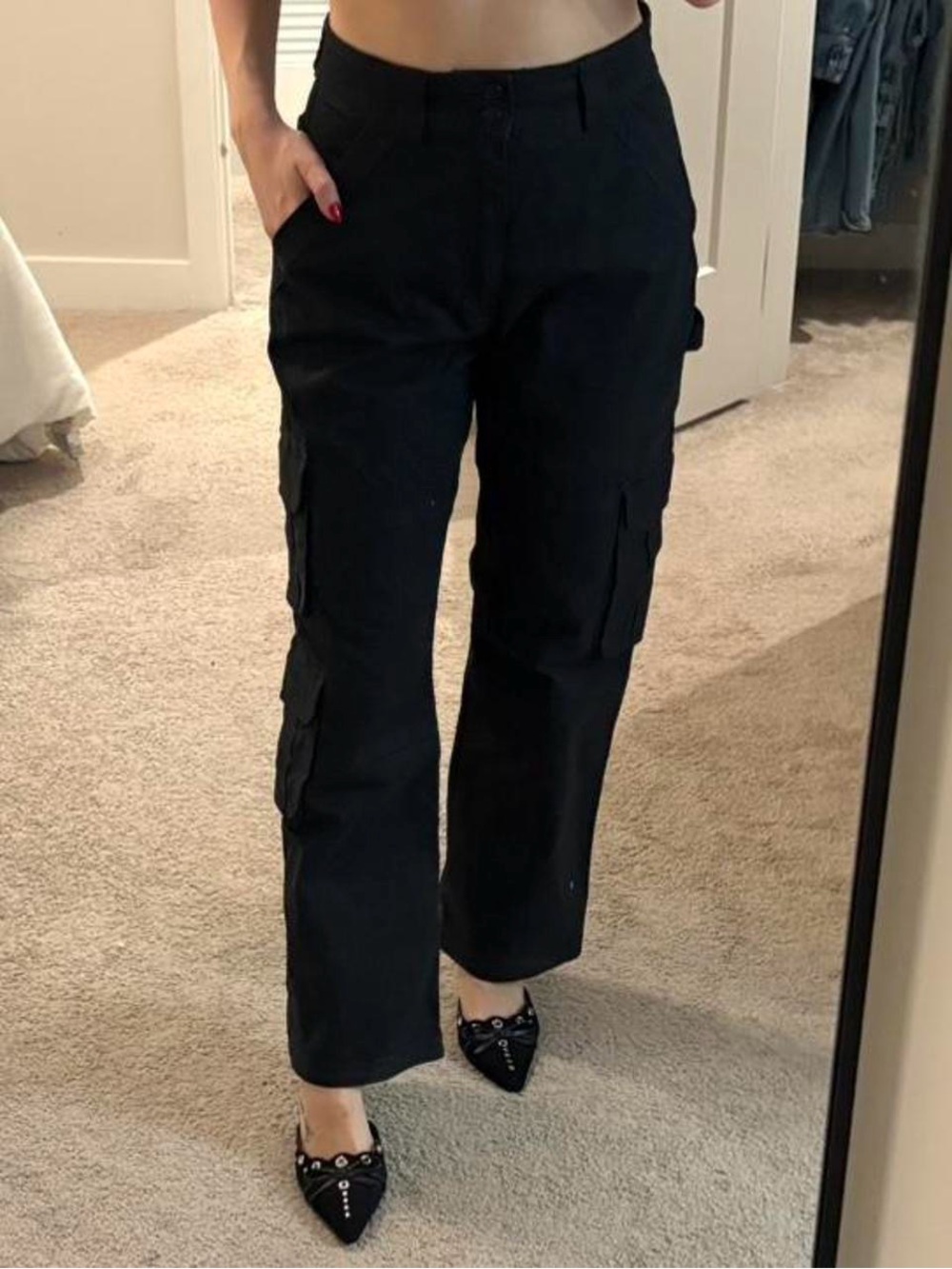 Abercrombie & Fitch Black Wide-Leg Cargo Pants
